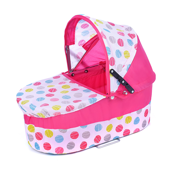 Коляска-люлька 9629 для кукол, металлическая, цвет розовые круги, в пакете