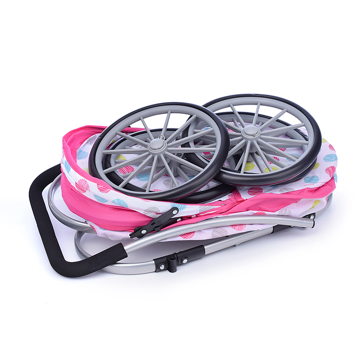 Коляска-люлька 9629 для кукол, металлическая, цвет розовые круги, в пакете