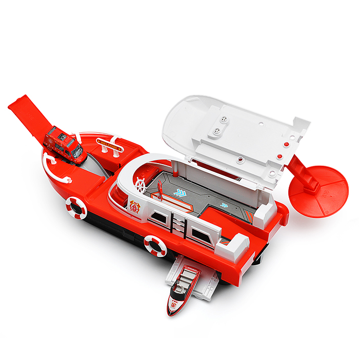 Катер 660-A247 в комплекте с машиной, красный, в коробке