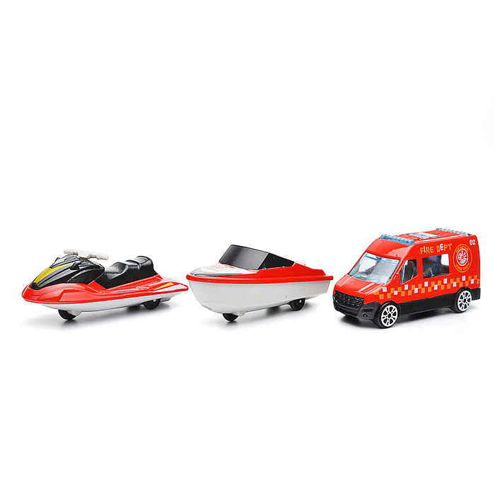Катер 660-A247 в комплекте с машиной, красный, в коробке