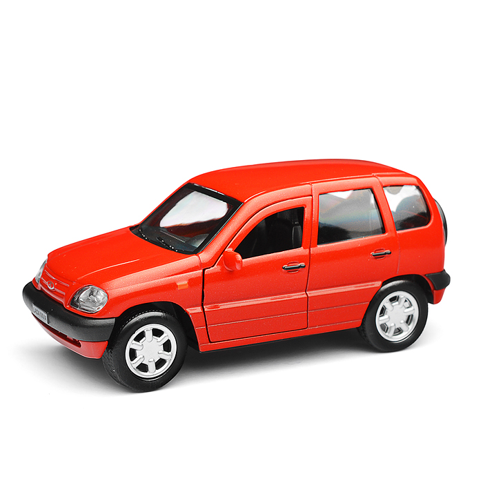 Машина металл Lada Niva 12 см, (двери, багаж, красный)инерц, в коробке