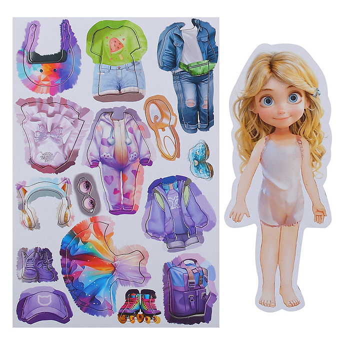 Подбери модный образ. Игра на магнитах в пакете с хедером. 