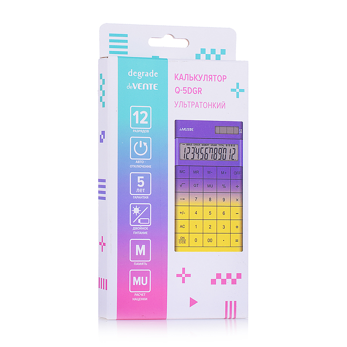 Калькулятор настольный Degrade" Q-5DGR, 100x166x14 мм, 12 разрядный, ультратонкий, двойное