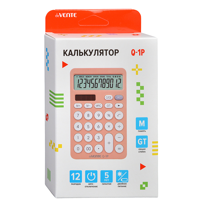 Калькулятор настольный Q-1P, 100x157x30 мм, 12 разрядный