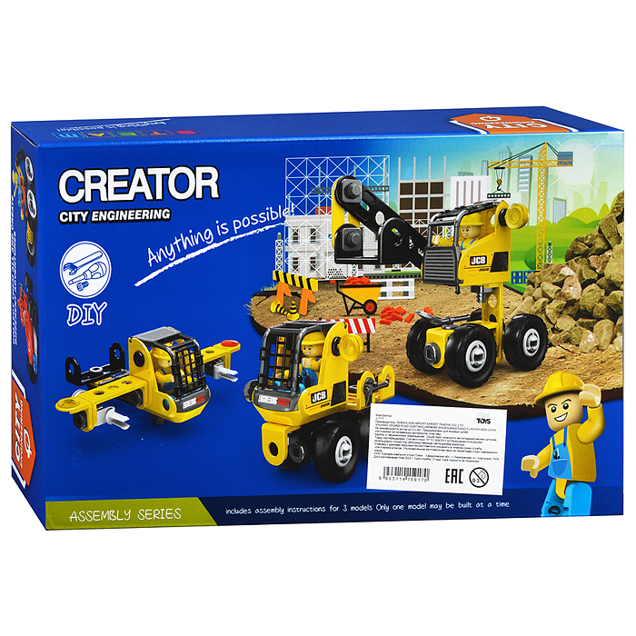 Конструктор J-7777 "Строительный транспорт" (49 дет.) в коробке