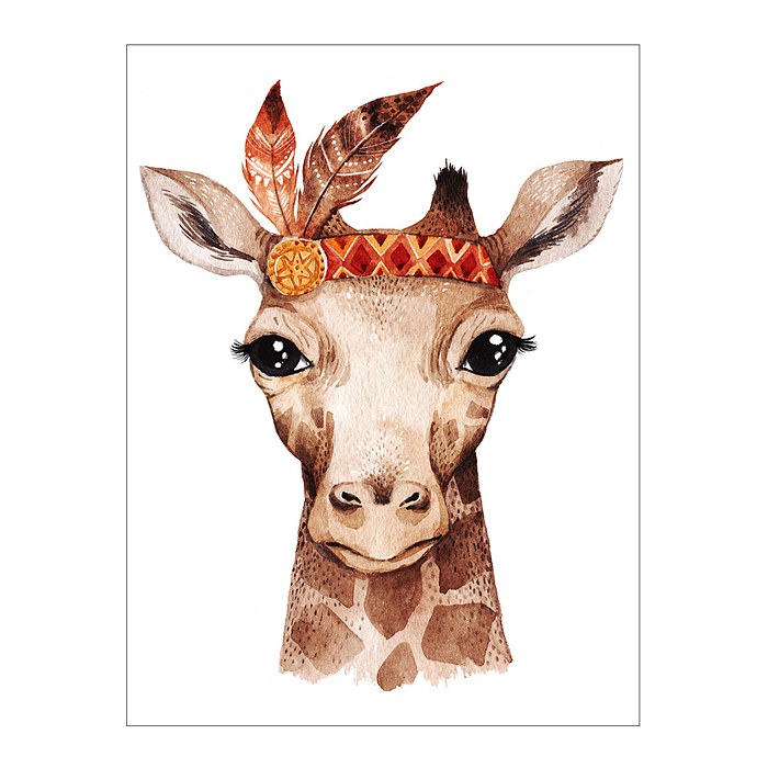 Холст с красками 17х22 по номерам "Милый жираф" (13цв.) 