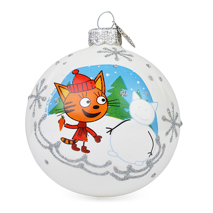 Шар "Карамелька и снеговик", 80 мм., в подарочной упаковке