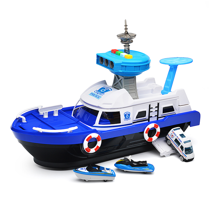 Фото к товару Катер 660-A246 в комплекте с машиной, синий, в коробке Катер 660-A246 в комплекте с машиной, синий, в коробке