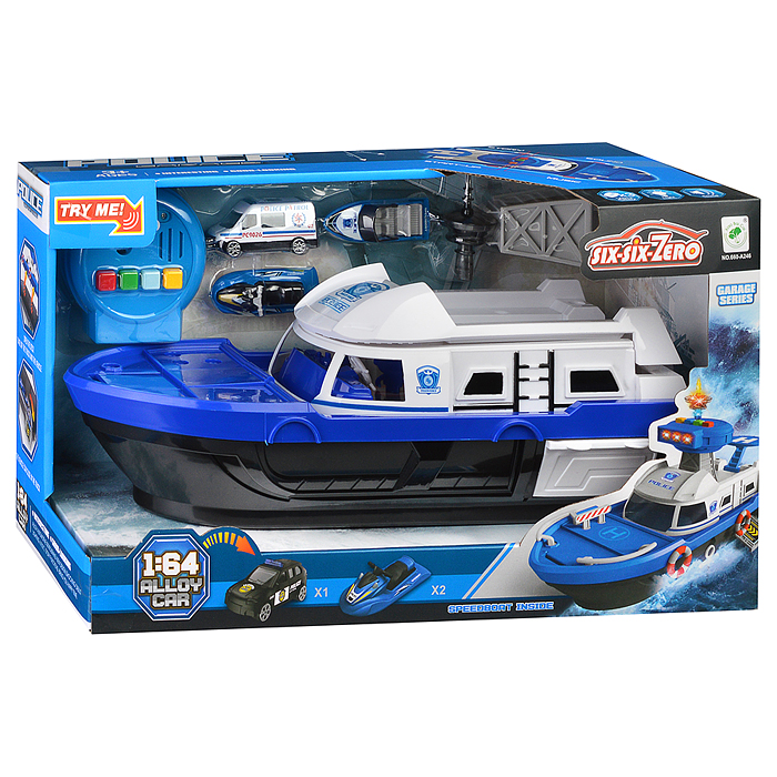 Фото к товару Катер 660-A246 в комплекте с машиной, синий, в коробке Катер 660-A246 в комплекте с машиной, синий, в коробке