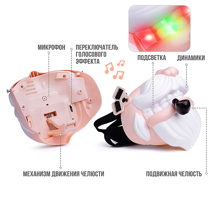 Маска K3A "Дедушка" со светом и устройством для изменения голоса, USB, в коробке