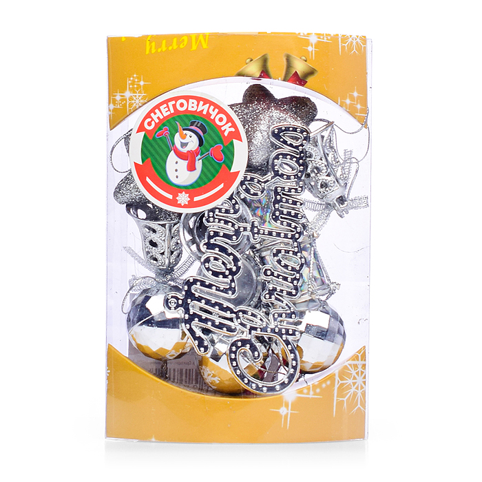 Набор новогодних украшений S2001-2 3см*13шт серебро