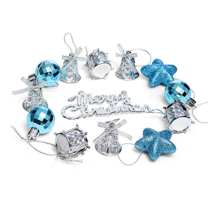 Набор новогодних украшений S2001-4 3см*13шт синий