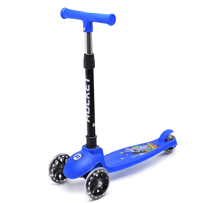 Самокат трёхколёсный ROCKET колёса PU, цвет синий