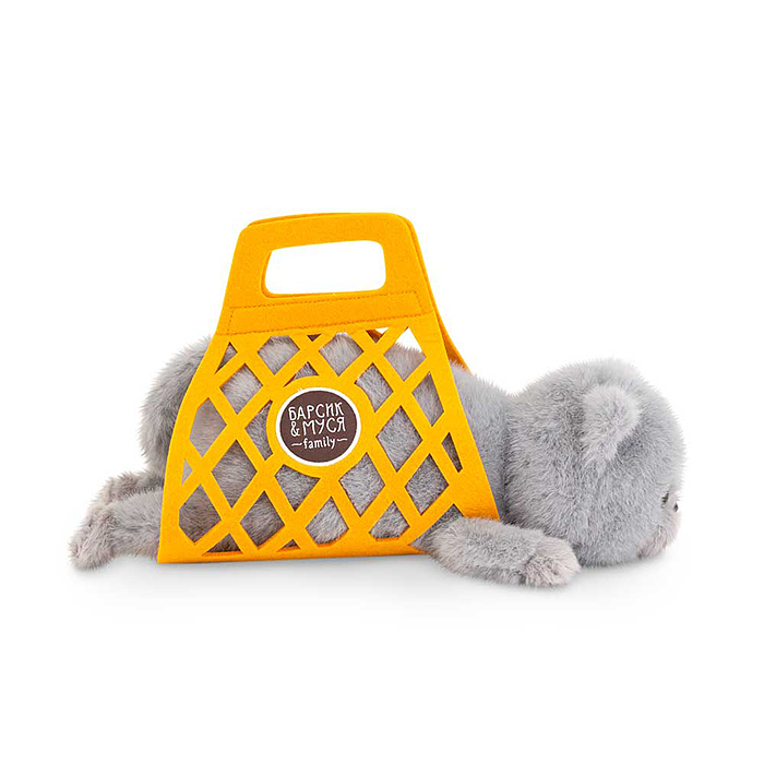 Кот Барсик в сумке серый 35