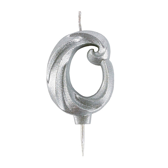 Фото к товару Свеча -цифра "0" витая серебро 5см Свеча -цифра "0" витая серебро 5см