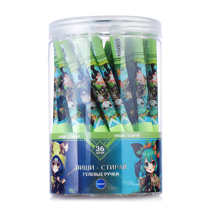 Ручка гелевая прорезиненная Аниме со стираемыми чернилами с эргономичной резинкой для пальцев, черна