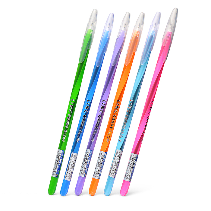Ручка шарик. Linc Candy Glow синий 0,7 мм ассорти кругл. корп. игольчатый наконечник