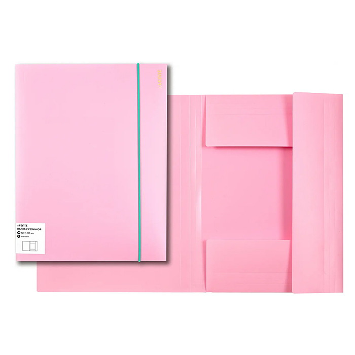 Папка на резинках "Pastel" A4 (245х315 мм) 450 мкм, фактура "песок" вертикальная резинка, 