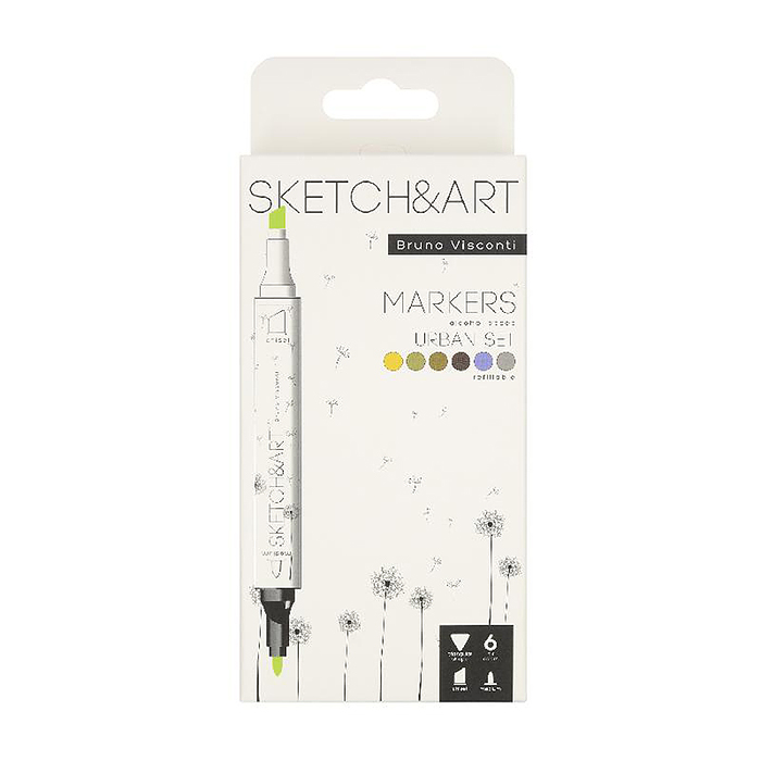 Набор двусторонних скетч-маркеров "Sketch&art. Архитектура", 6 цв.