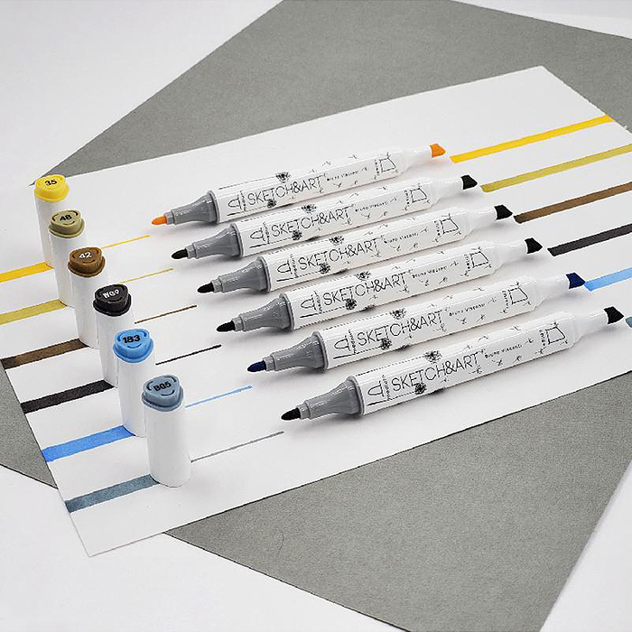 Набор двусторонних скетч-маркеров "Sketch&art. Архитектура", 6 цв.