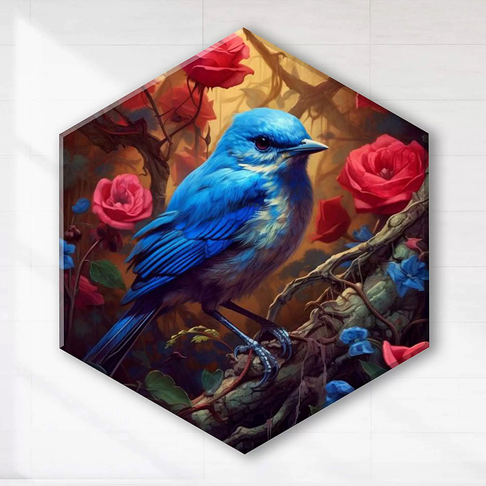 Картина по номерам 37х32 "Синяя птица удачи" гексагон (27 цветов)