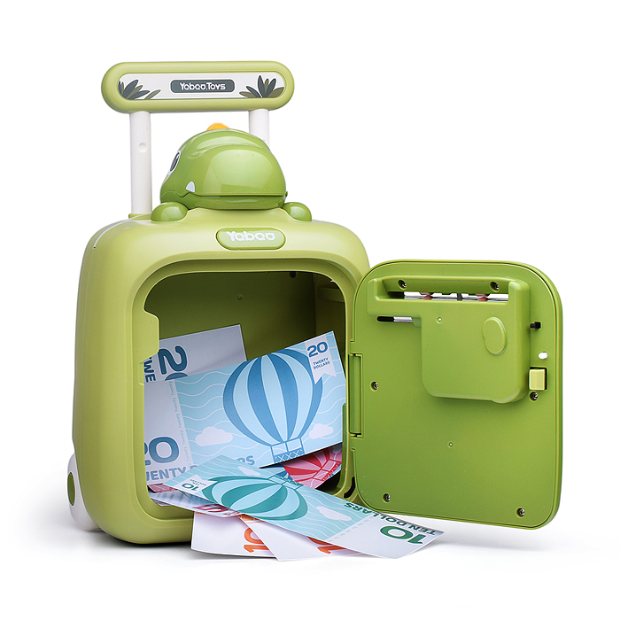 Копилка 33825 "Чемодан" с динозавриком, в коробке