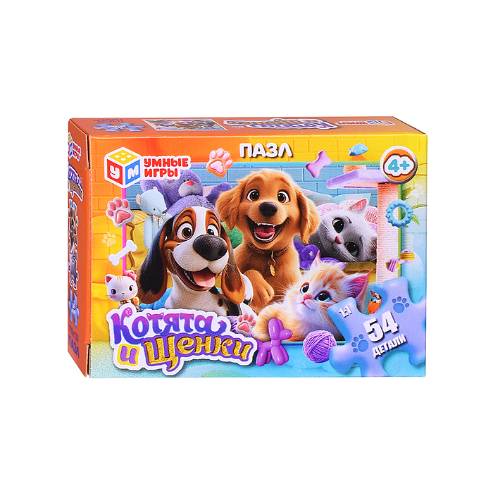 Пазлы 54 "Котяты и щенки"