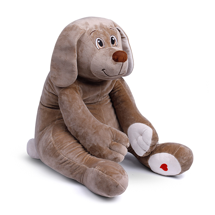 Собака Чарли, 85см (сидя 45 см), бежево-серый 