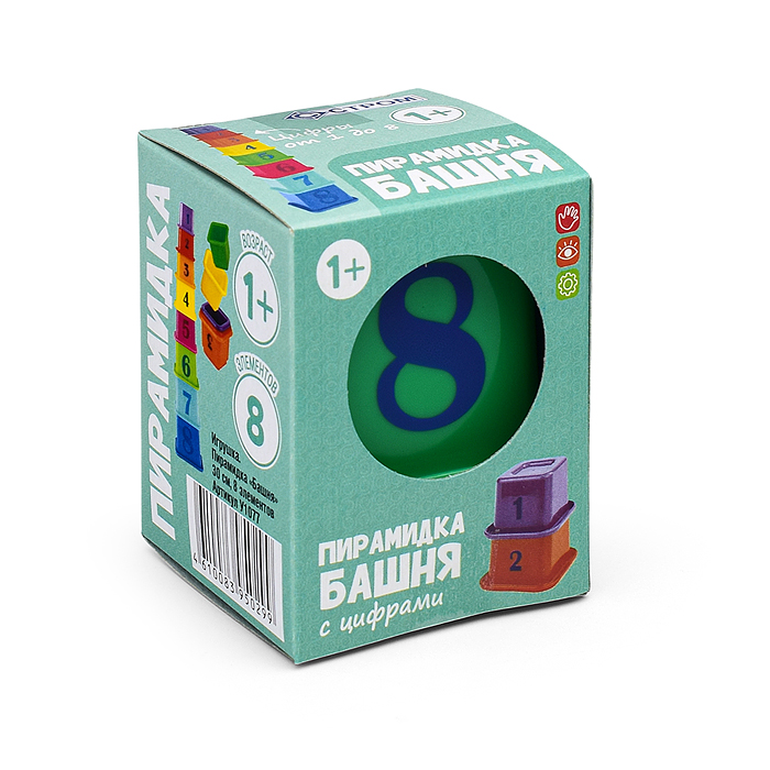 Фото к товару Пирамидка "Башня" 30 см, 8 элементов (в коробочке) Пирамидка "Башня" 30 см, 8 элементов (в коробочке)