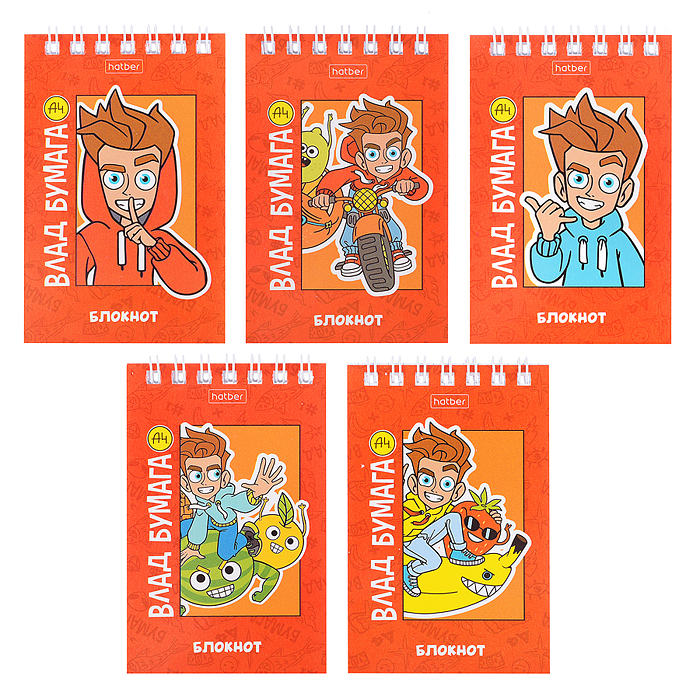 Блокнот А7 40л клетка "Влад А4" на гребне в дисплее 