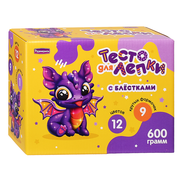 Фото к товару Тесто для лепки в коробке 12 цветов по 50гр, 9 форм, скалка, 600гр, Тесто для лепки в коробке 12 цветов по 50гр, 9 форм, скалка, 600гр,