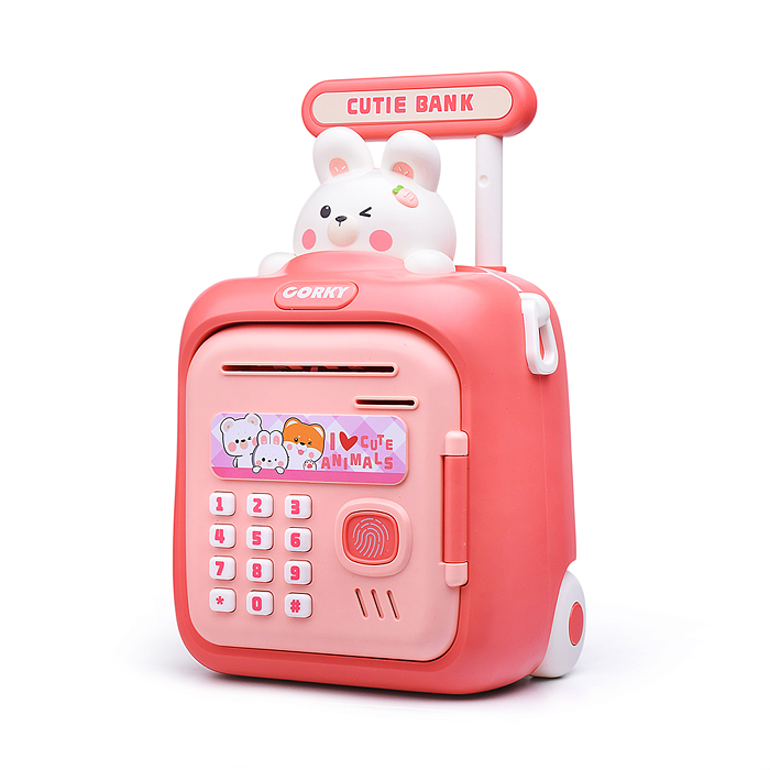 Копилка 33825 "Чемодан" с зайчиком, в коробке