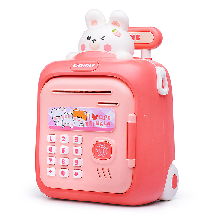 Копилка 33825 "Чемодан" с зайчиком, в коробке