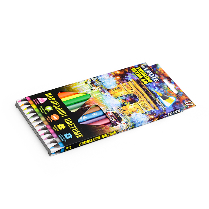 Фото к товару Карандаши цветные "Triolino Ultra 4М. Neon-metallic" 12 цветов (4 неон + 8 металлик) для ри Карандаши цветные "Triolino Ultra 4М. Neon-metallic" 12 цветов (4 неон + 8 металлик) для ри