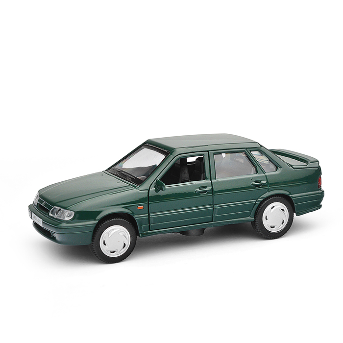 Машина металл ВАЗ-2115 "Самара" 12 см, (двери,темно-зеленый) в коробке