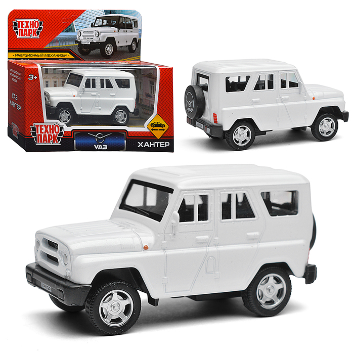 Машина металл UAZ Хантер длина 10,5 см, инерция, белый