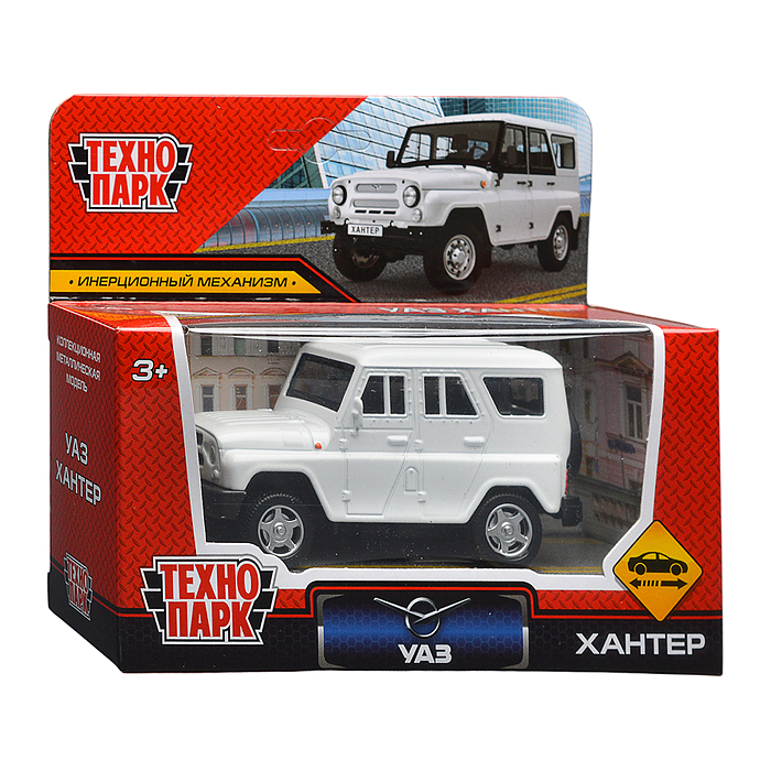Машина металл UAZ Хантер длина 10,5 см, (белый) инерц.