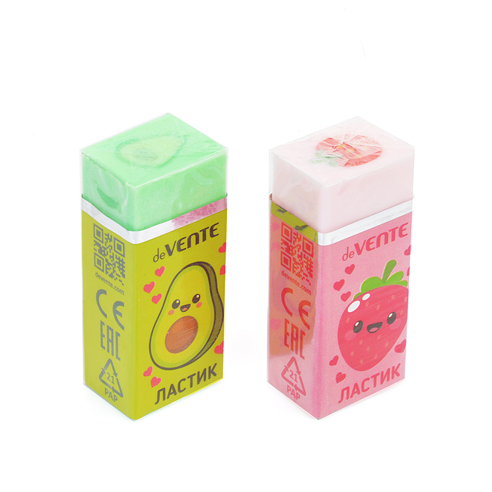 Ластик "Nature's bounty" синтетический (ECO-PVC), прямоугольный цветной с печатью, 50x21x16