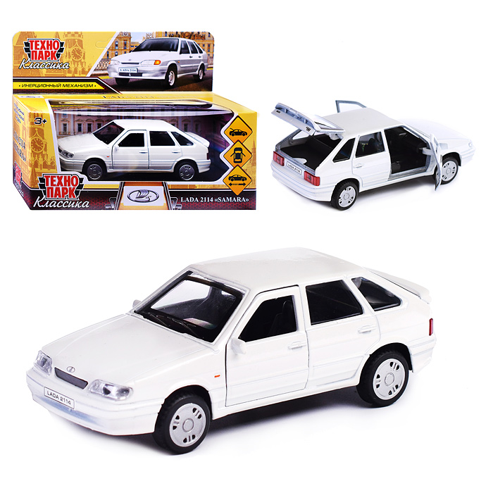 Машина металл LADA -2114 "Samara" 12 см, (двер, баг, белый) инерц., в коробке