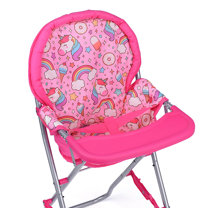 Стульчик для кормления кукол 9330 игрушечный, цвет радужные единороги в пакете