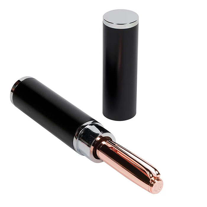 Ручка "Napoli" в тубусе круглой формы, 1,0 мм, синяя (корпус коричн и роз зол, футляр черный)