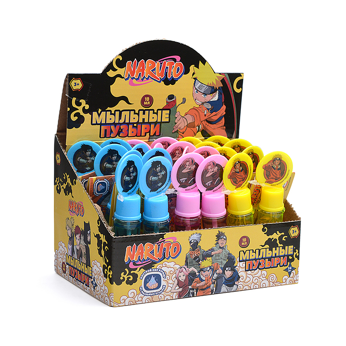 Мыльные пузыри "Наруто" нелопающиеся с кругляшом на крышке, 10 мл.