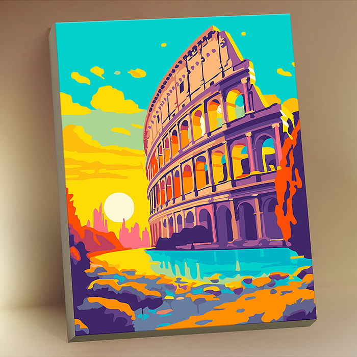 Картина по номерам 15х20 "Римский Колизей" с поталью (17 цветов)