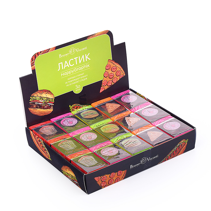 Ластик "HappyGraphix. Fastfood", 4 цвета