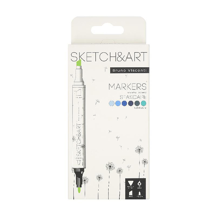 Набор двусторонних скетч-маркеров "Sketch&Art. Морской пейзаж", 6 цв.