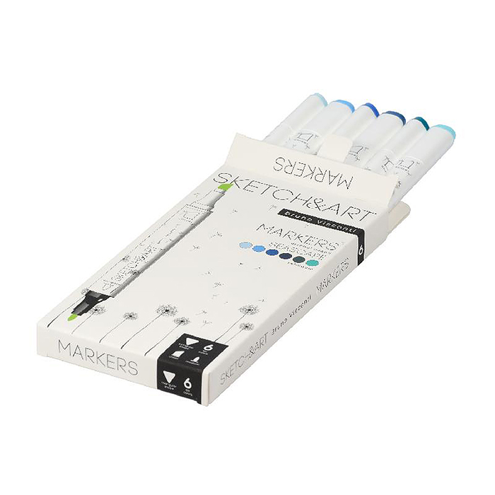 Набор двусторонних скетч-маркеров "Sketch&Art. Морской пейзаж", 6 цв.