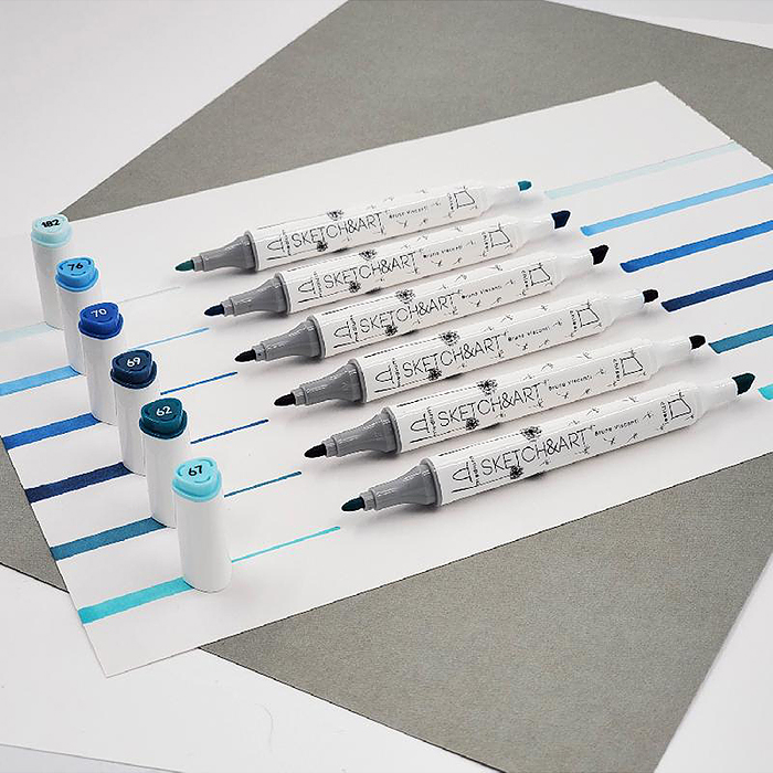 Набор двусторонних скетч-маркеров "Sketch&Art. Морской пейзаж", 6 цв.