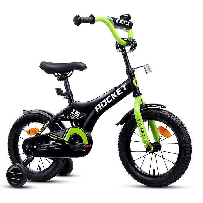 Велосипед 16" Rocket Phoenix, цвет черно/зеленый