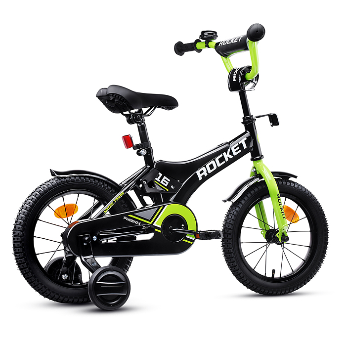 Велосипед 16" Rocket Phoenix, цвет черно/зеленый