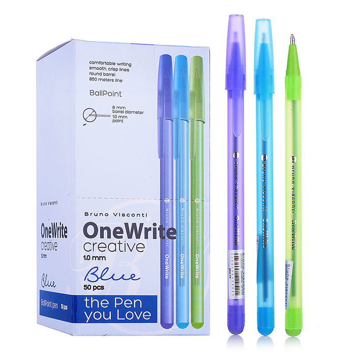 Ручка "OneWrite Creative" шариковая 1.0 мм, синяя (3 цвета)